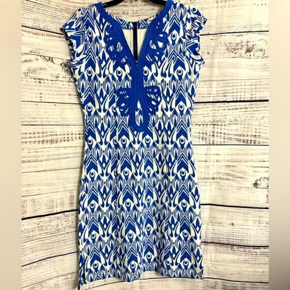 Hatley Dress Womens size Small petite Ikat Print Shift cotton blend embroidered - Picture 3 of 13